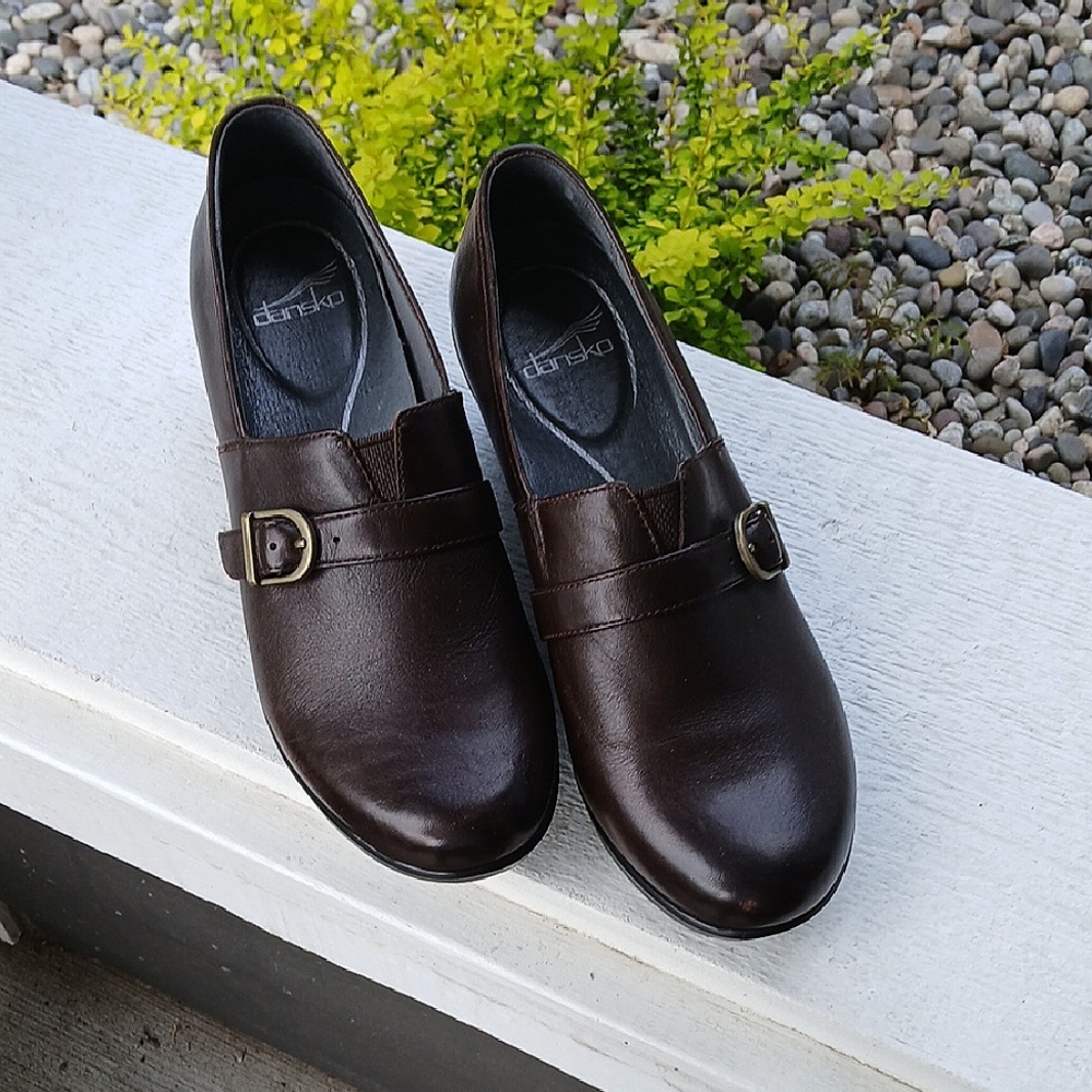Dansko Dark Brown Leather Slip-On Shoes
